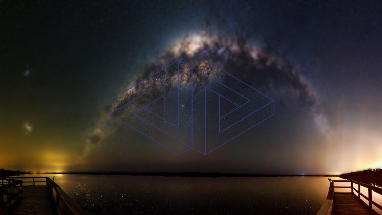 space, Galaxy, Landscape, Stars, Blurred, Penrose triangle HD Wallpaper Desktop Background