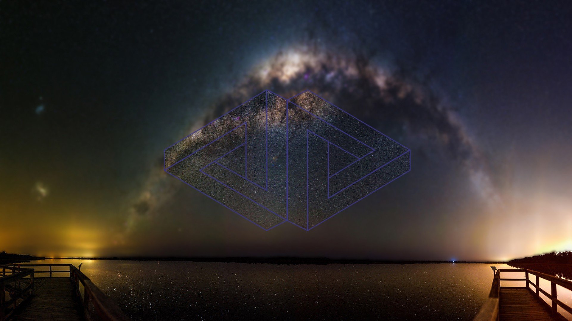 space, Galaxy, Landscape, Stars, Blurred, Penrose triangle Wallpaper