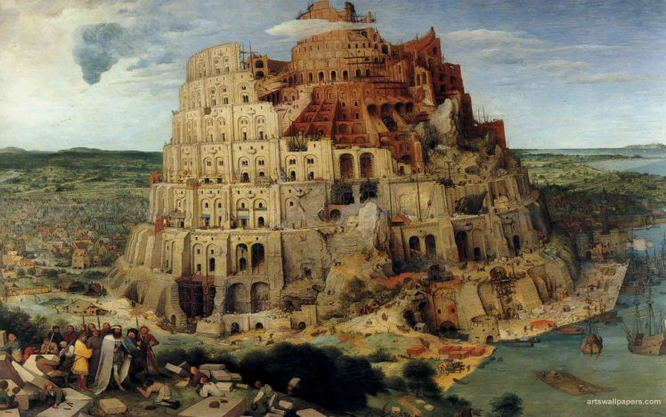 painting, Tower of Babel HD Wallpaper Desktop Background