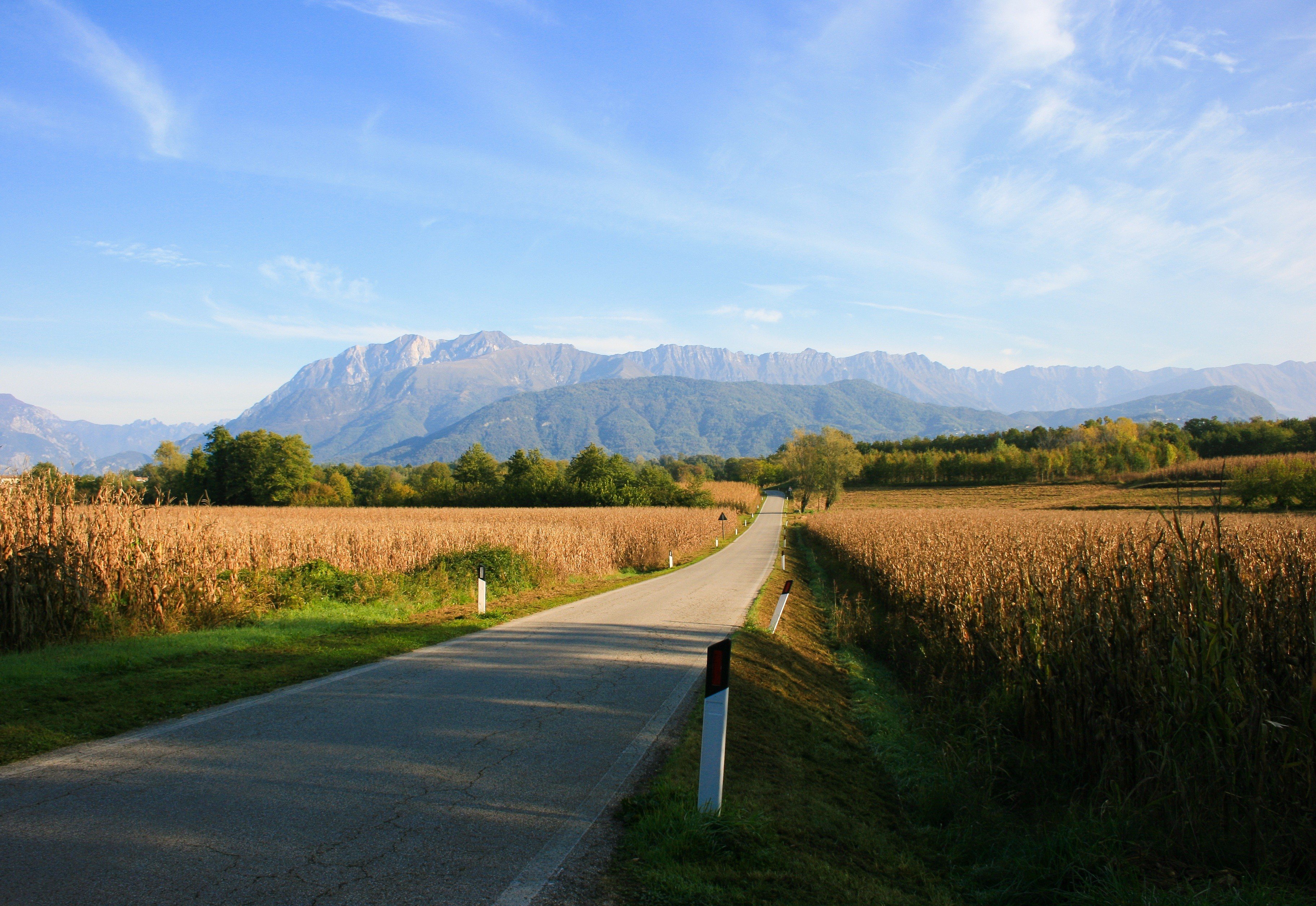 road, Mountains, Nature, Field, Sky Wallpaper