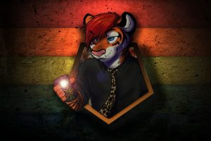 Anthro, Furry, Tiger, Rainbows