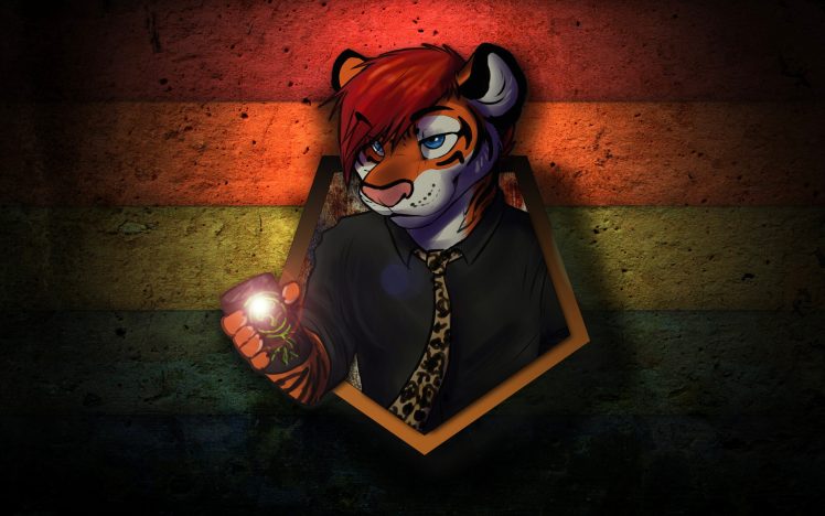 Anthro, Furry, Tiger, Rainbows HD Wallpaper Desktop Background