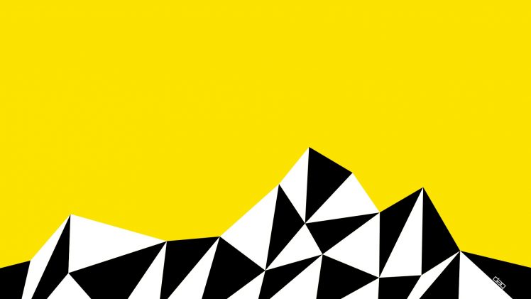 simple, Mountains, Yellow, Black, Gray HD Wallpaper Desktop Background