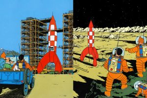 Tintin, Drawing, Rocket, Book cover