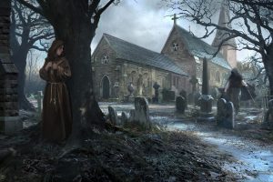 monks, Rhys Griffiths, Church, Fantasy art