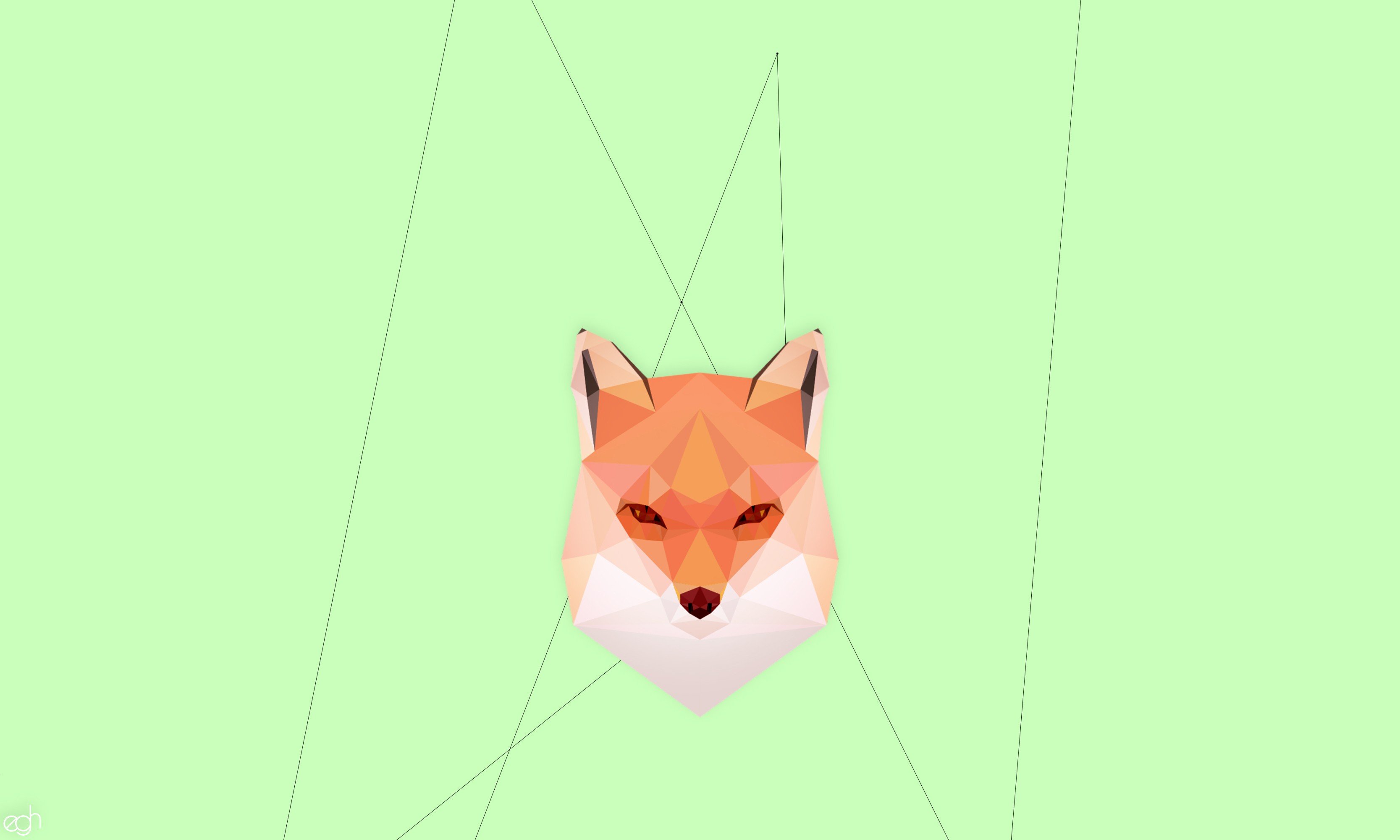 fox, Abstract, Geometry, Fox cubs, Minimalism Wallpaper
