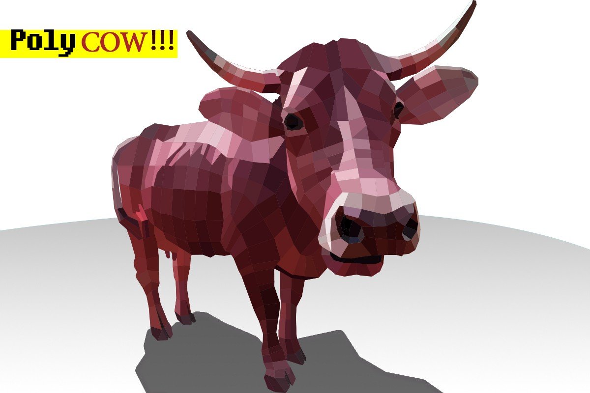 cow, Animals, Polygon art, Red, Abstract Wallpaper