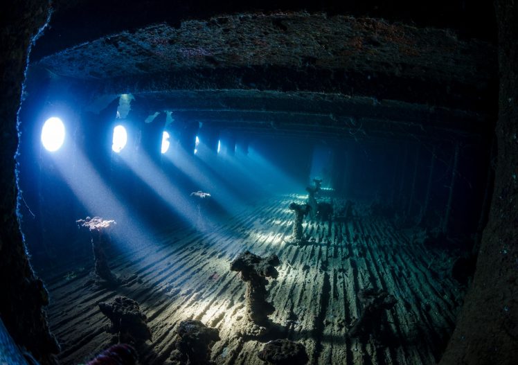Nadya Kulagina, Sea, Underwater, Deep sea, Wreck, Ship, Shipwreck, Sun rays, Corrosion, Interior HD Wallpaper Desktop Background