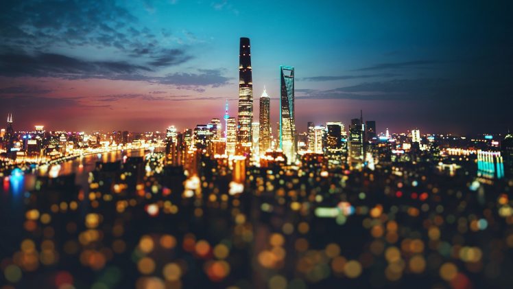 lights, Night, China, Bokeh, City HD Wallpaper Desktop Background
