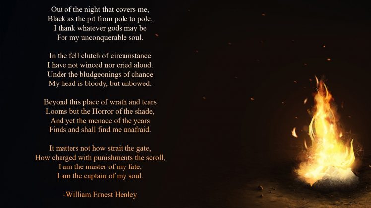 William Ernest Henley, Invictus, Poetry, Fire, Text, Writing HD Wallpaper Desktop Background
