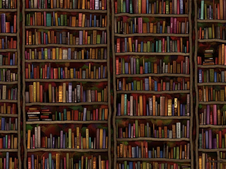 Vladstudio Minimalism Books Bookshelves Library Wallpapers Hd