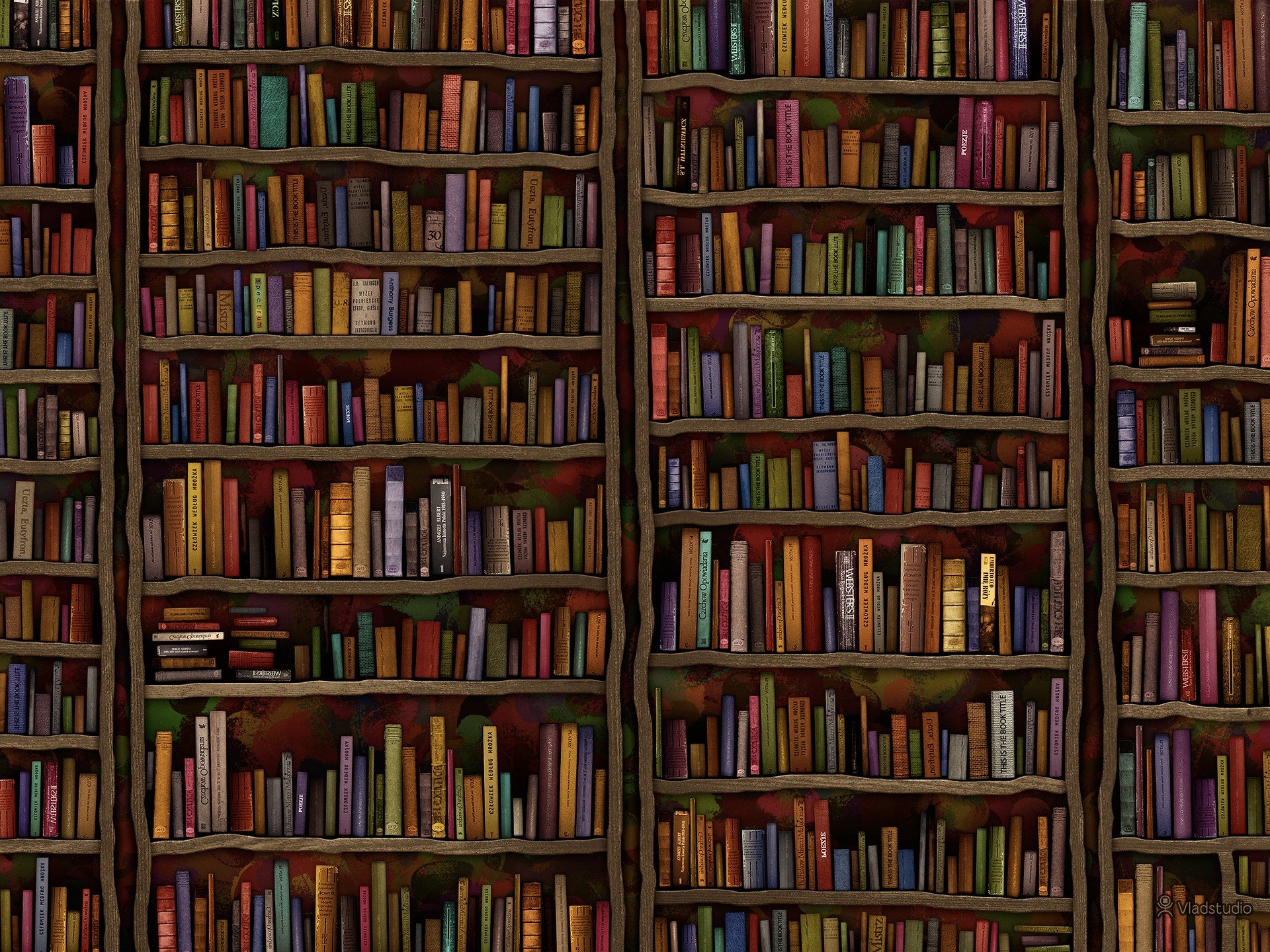 Vladstudio, Minimalism, Books, Bookshelves, Library Wallpaper