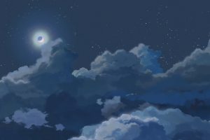 Moon, Clouds, Night
