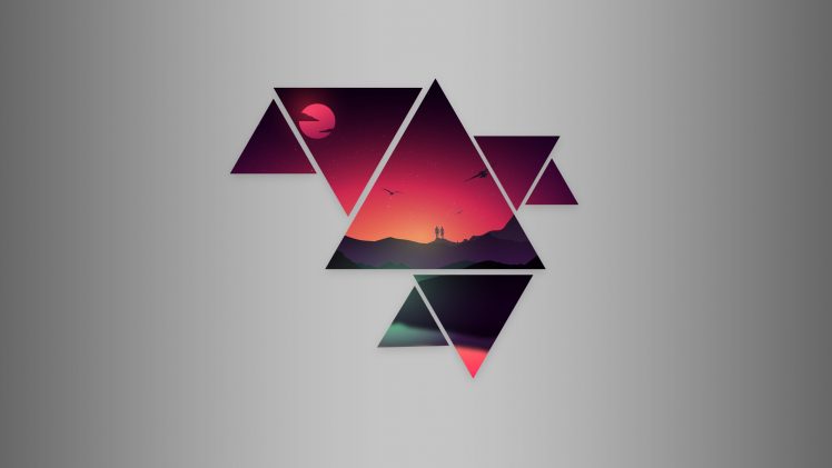 abstract, Sunset, Triangle HD Wallpaper Desktop Background