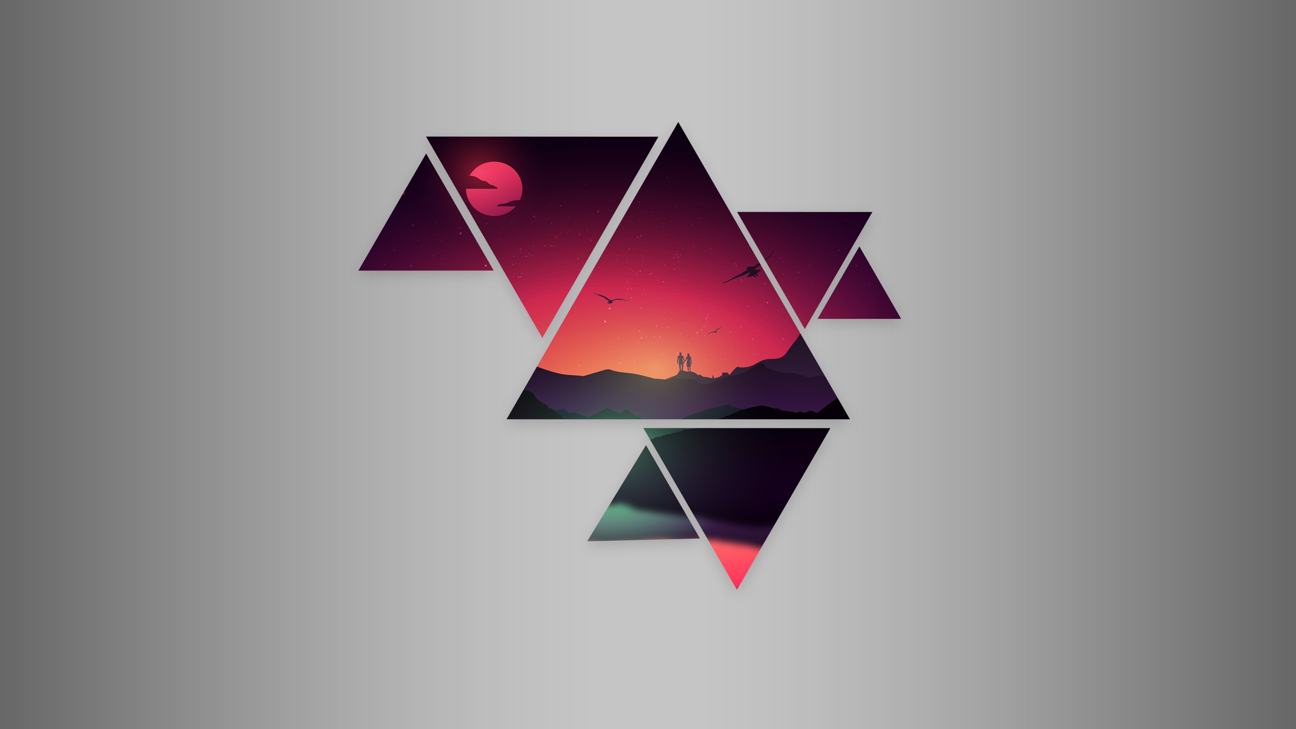 abstract, Sunset, Triangle Wallpaper