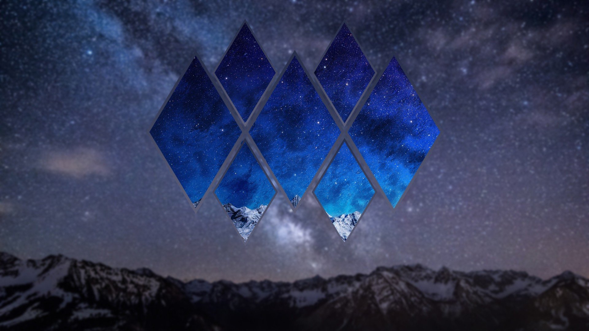 stars, Space, Mountains, Landscape, Night, Polyscape Wallpaper