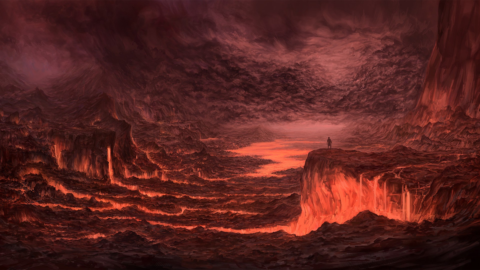 artwork, Lava, Fantasy art, Volcano Wallpaper