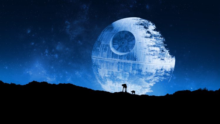 Star Wars, Death Star, AT AT, Space, Night sky HD Wallpaper Desktop Background