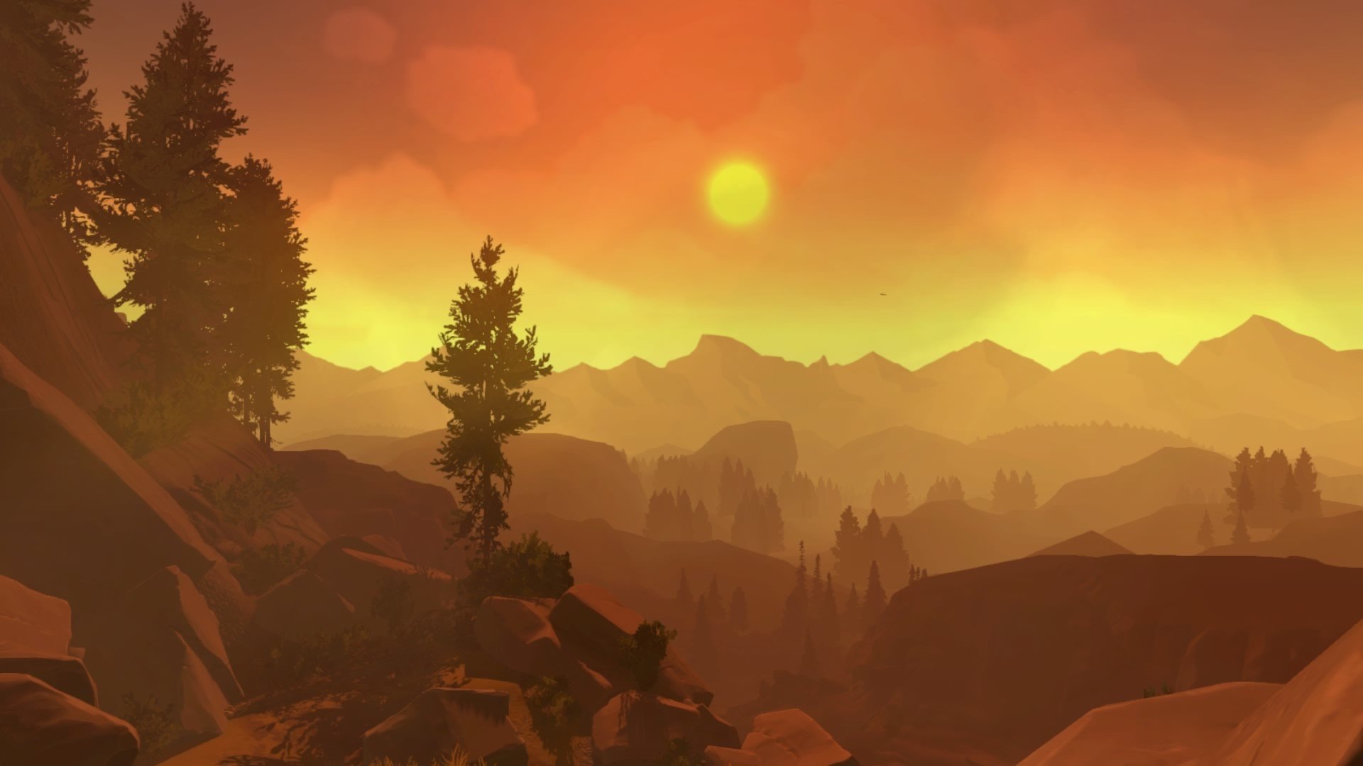 Firewatch, In game, Sunlight, Forest, Sunset Wallpaper