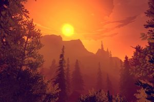 Firewatch, In game, Sunlight, Forest, Sunset