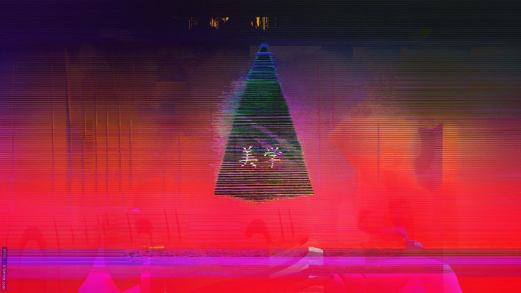 glitch art, Neon, Abstract, Triangle, Japan, Vaporwave HD Wallpaper Desktop Background