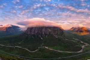 nature, Forest, River, Mountain pass, Clouds, Landscape, Sky, Scottish Highlands