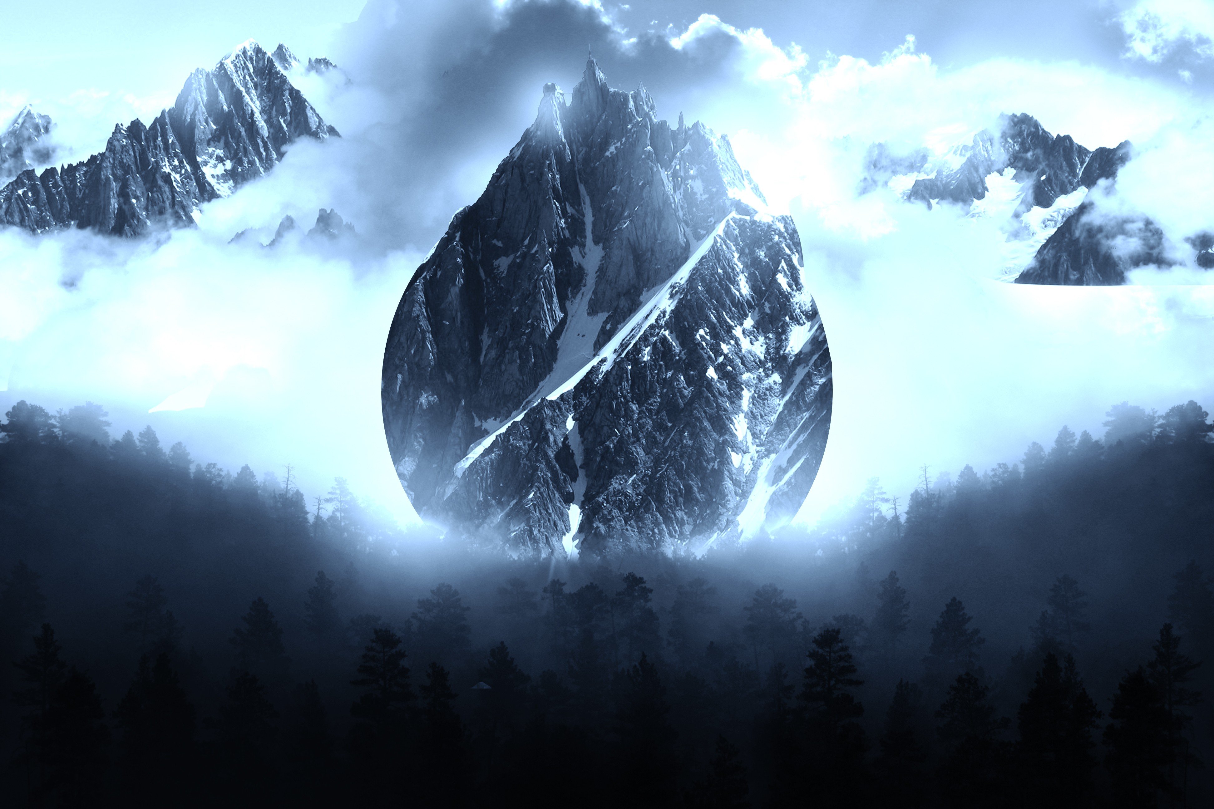 photography, Photo manipulation, Mountains, Clouds, Landscape, Tree house Wallpaper
