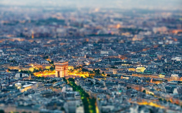 Paris, France, Arc de Triomphe, Tilt shift, Cityscape HD Wallpaper Desktop Background