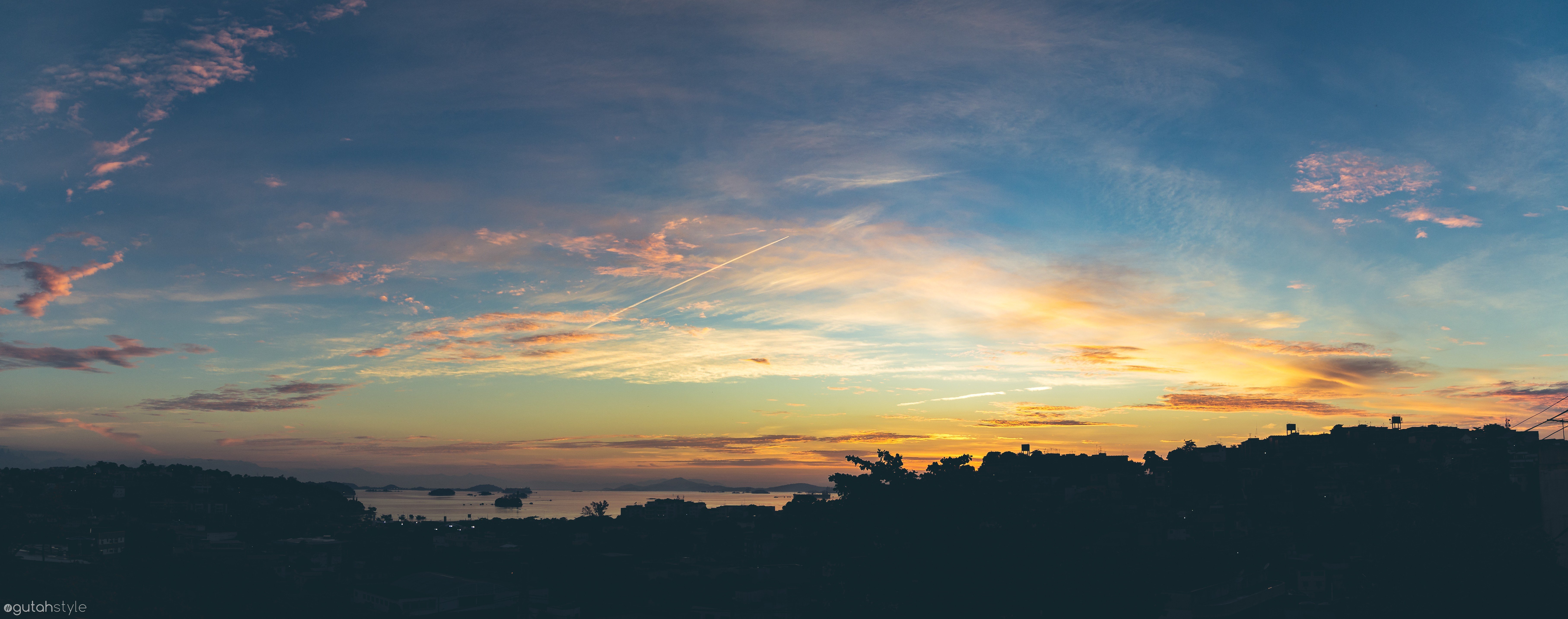 sky, Morning, Clouds, Airplane, Water, Rio de Janeiro, Brazil, Canon EOS 6D Wallpaper
