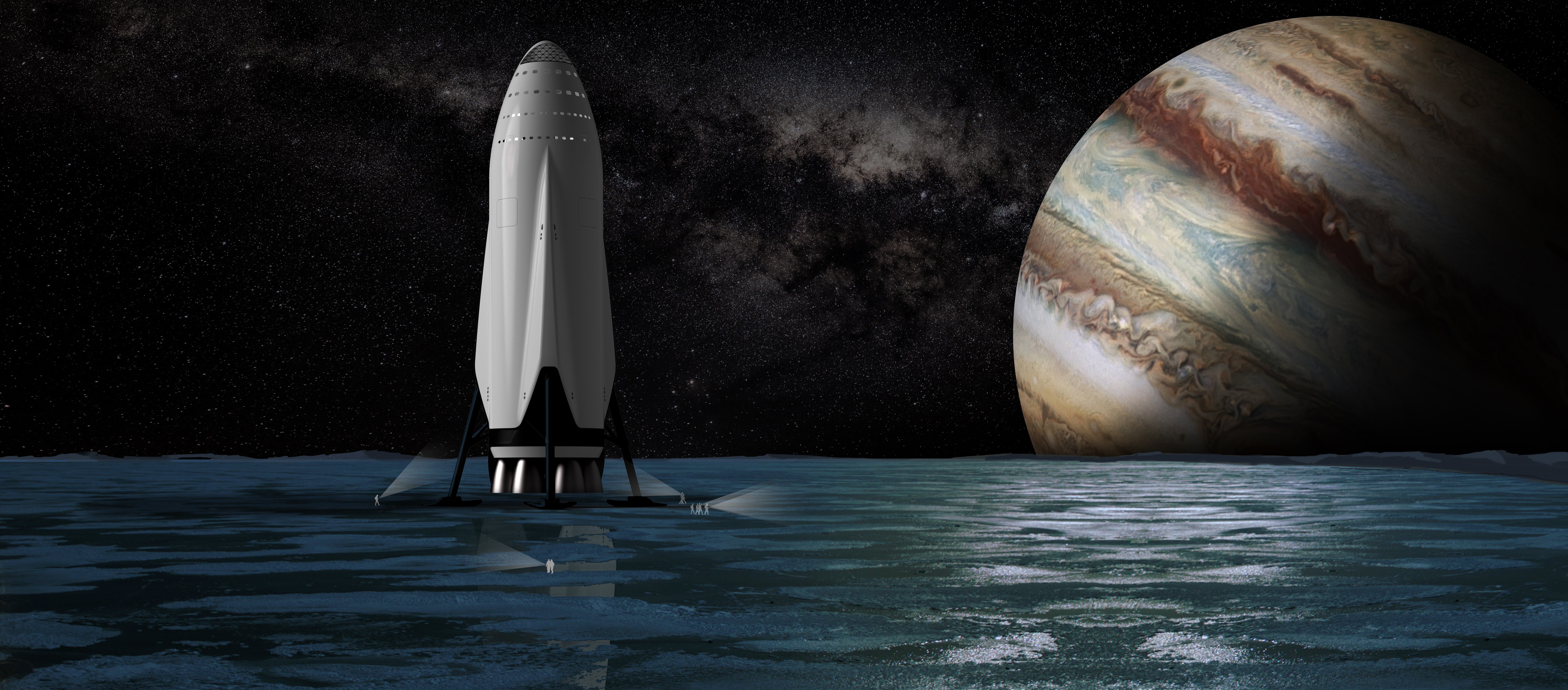 SpaceX, Interplanetary Transport System, Rocket, Space, Jupiter, Moon Wallpaper