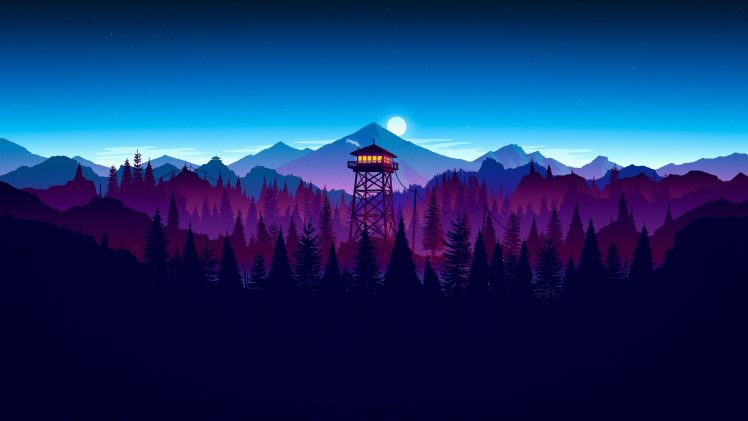 Firewatch, Night, Forest HD Wallpaper Desktop Background