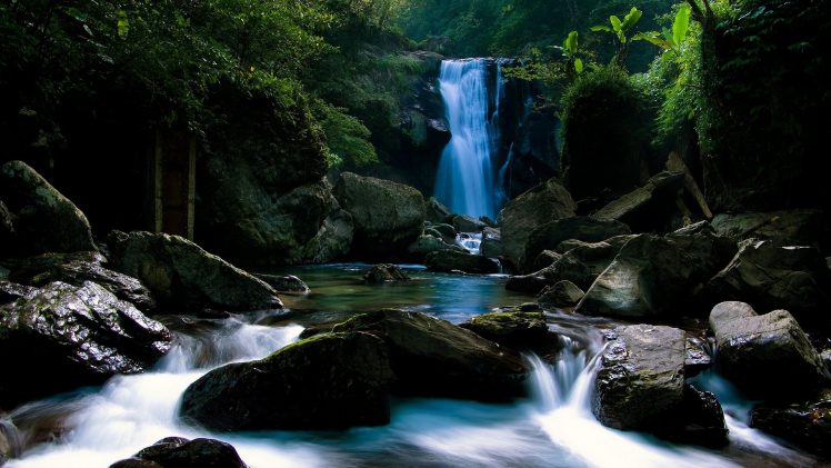 waterfall, Stream, Nature, Rock, Long exposure, Landscape, Water, River, Trees HD Wallpaper Desktop Background