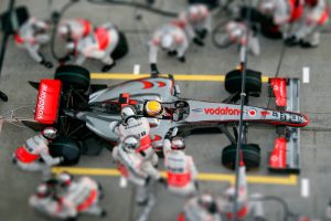 Formula 1, McLaren Formula 1, Car, Tilt shift, Pit stop