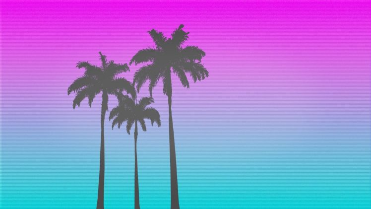 Retro style, 1980s, Palm trees HD Wallpaper Desktop Background