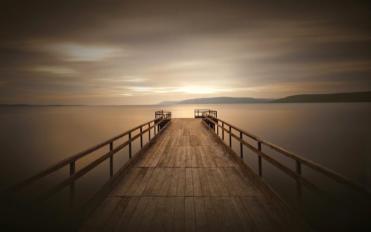 peacefull, Dock, Wooden surface, Water, Pier, Nature, Sky HD Wallpaper Desktop Background