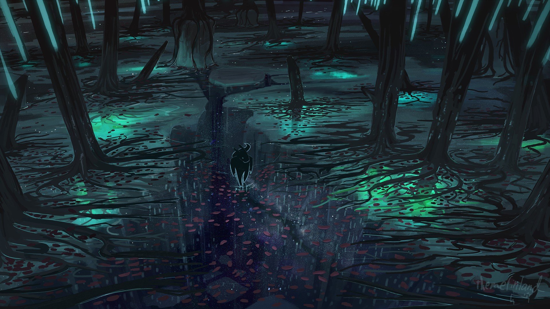 ThemeFinland, Digital art, Dead trees, Bull Wallpaper