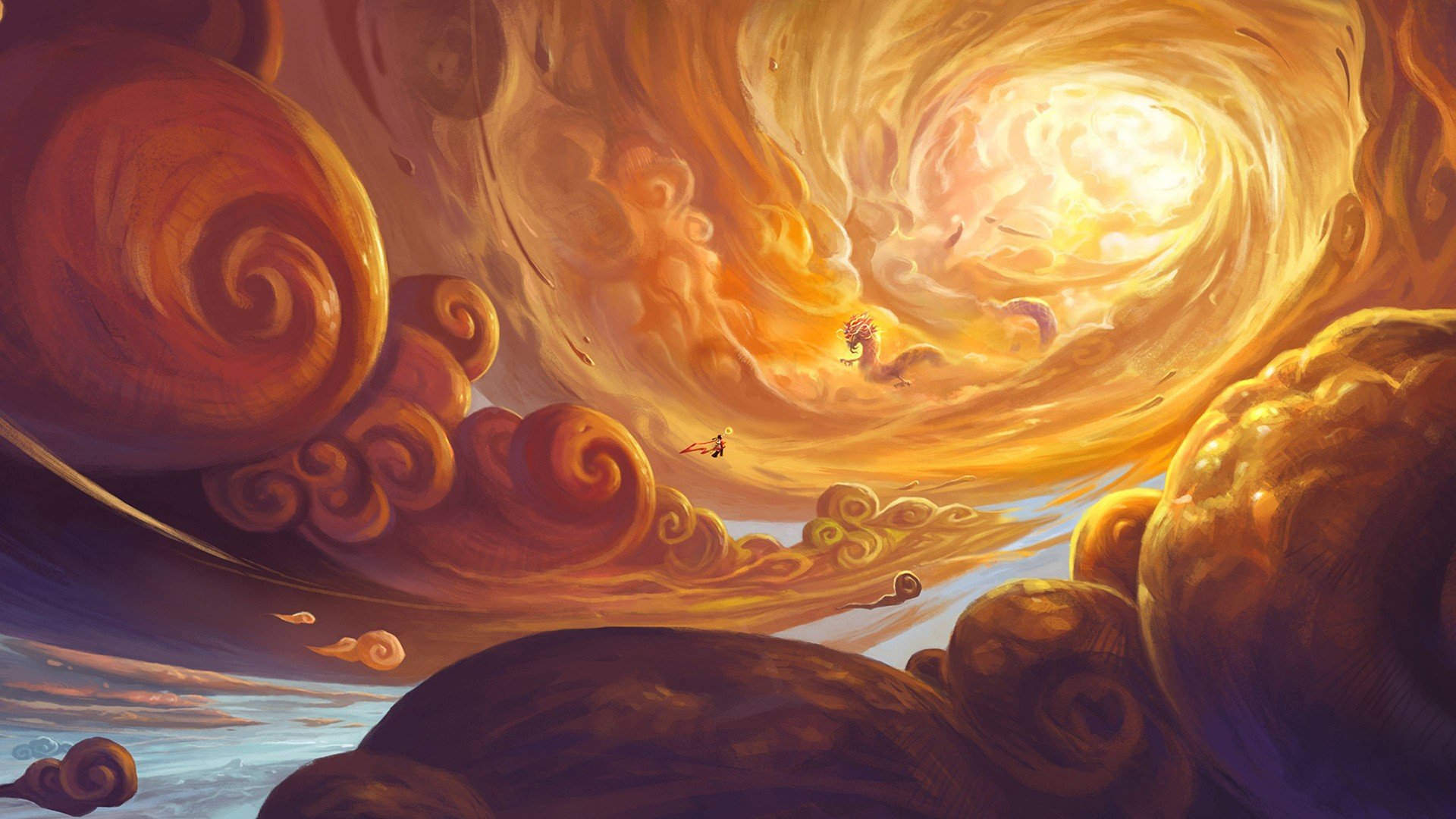digital art, Clouds, Dragon Wallpaper