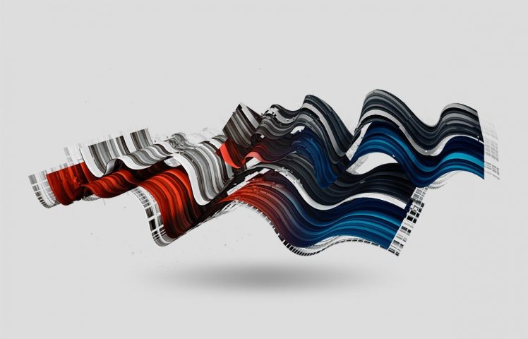 Nicolas Monin Baroille, Digital art, Abstract, 3D, Waveforms, Waves, White background HD Wallpaper Desktop Background