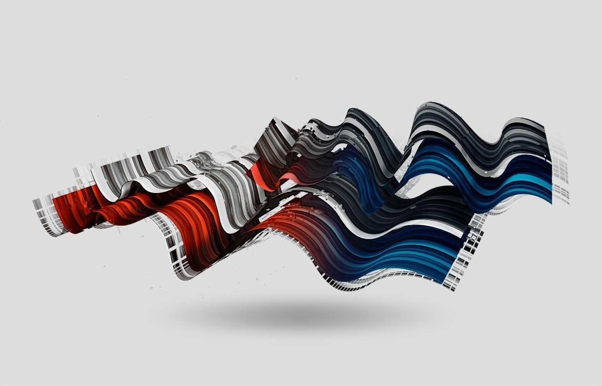 Nicolas Monin Baroille, Digital art, Abstract, 3D, Waveforms, Waves, White background Wallpaper