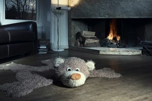 animals, Teddy bears, Humor, Interior, Room, Fireplace, Coach, Wooden surface