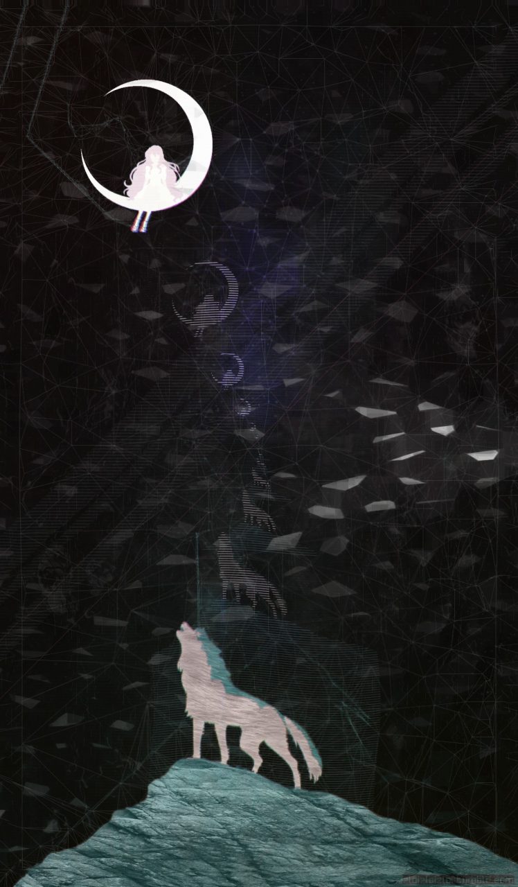 glitch art, Abstract, Wolf, Moon, Black HD Wallpaper Desktop Background