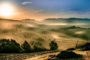 Tuscany, Landscape, Italy, Sunrise, Mist