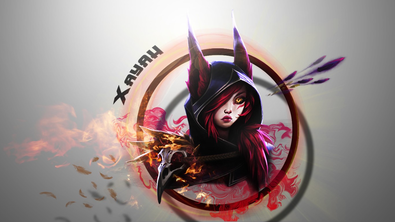 dyed hair, Summoners Rift, Hextech, Bow and arrow, Hoods, Abstract, Advertisements, Circle, Skull, Colored smoke, Xayah (League of Legends) Wallpaper