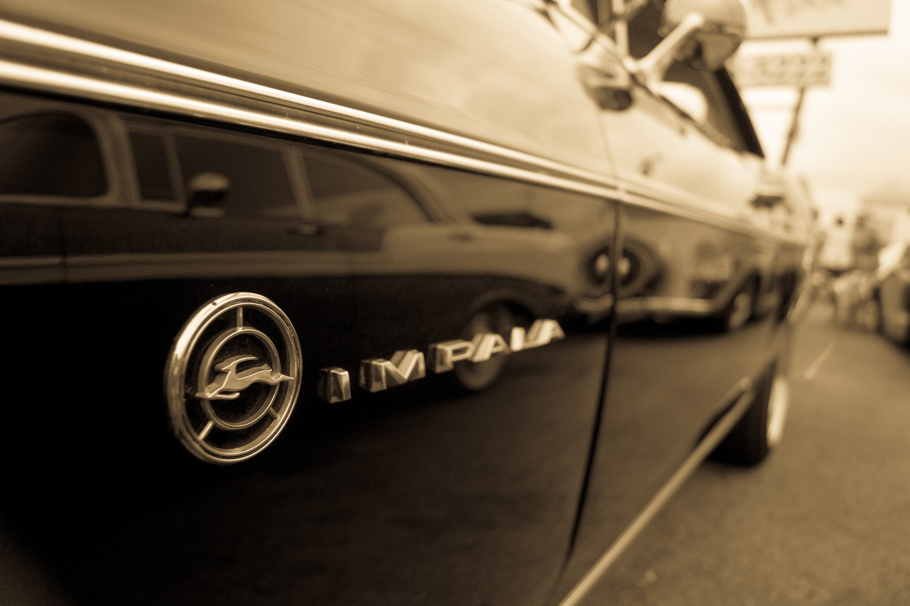 Hot Rod, Chevrolet Impala, Classic car, Sepia Wallpaper