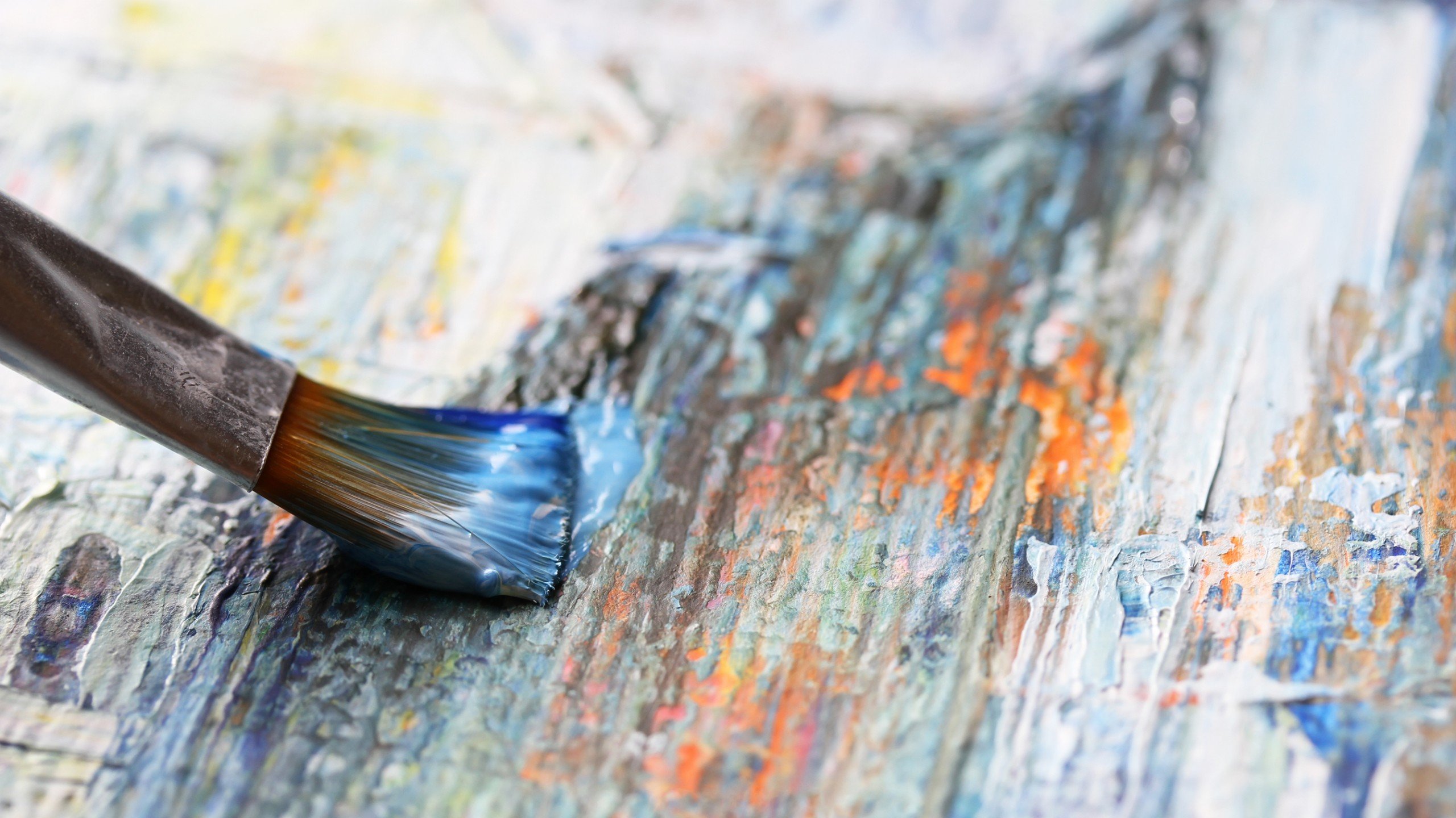 painting, Brush, Wooden surface Wallpaper