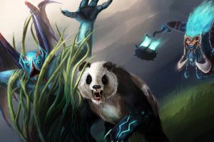 Dota 2, Panda, Bears, Grass, Fantasy art, Animals, Creature, Duel