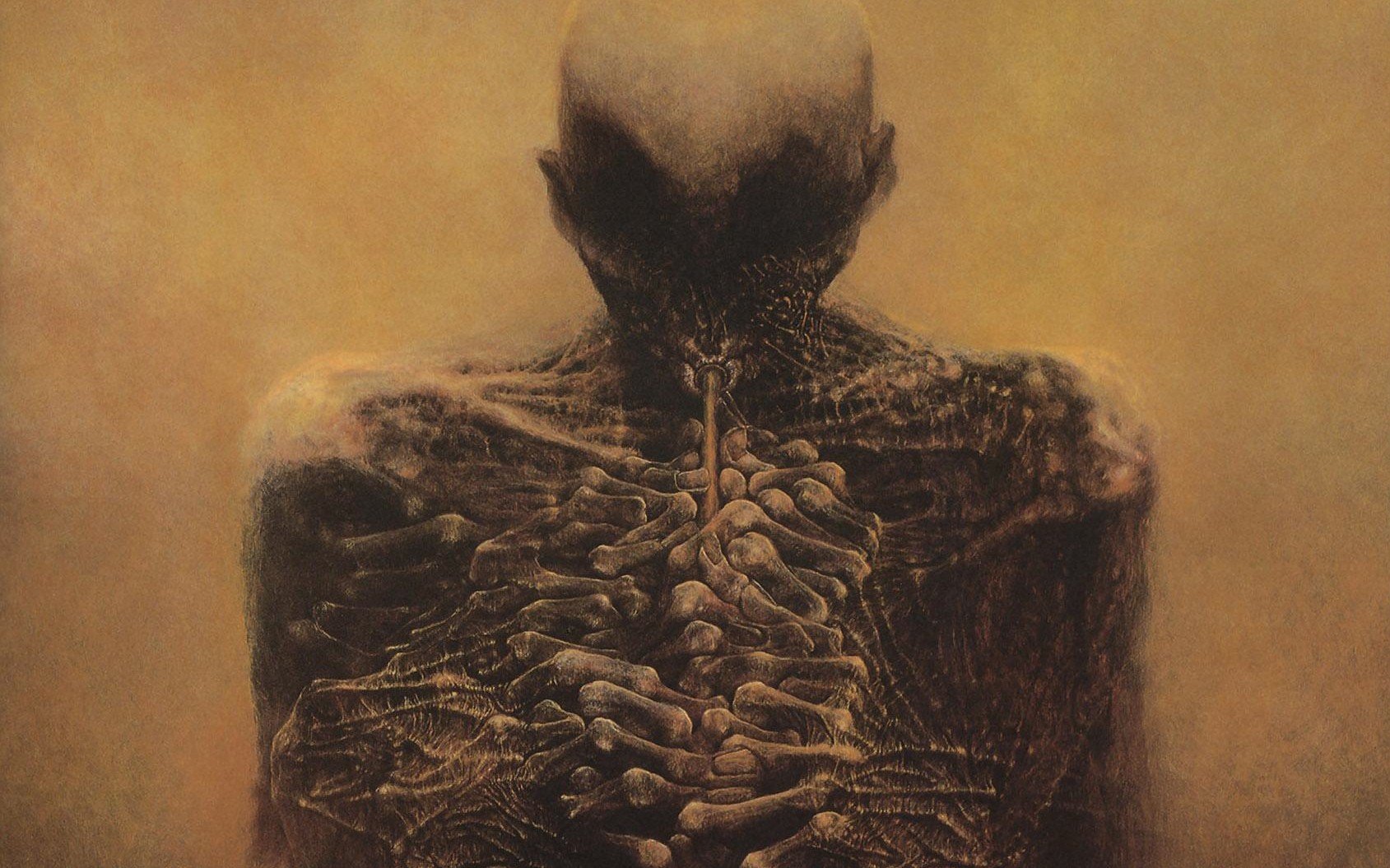 Zdzisław Beksiński, Traditional Artwork, Skeleton, Artwork Wallpaper
