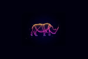glowing, Rhino, Black background