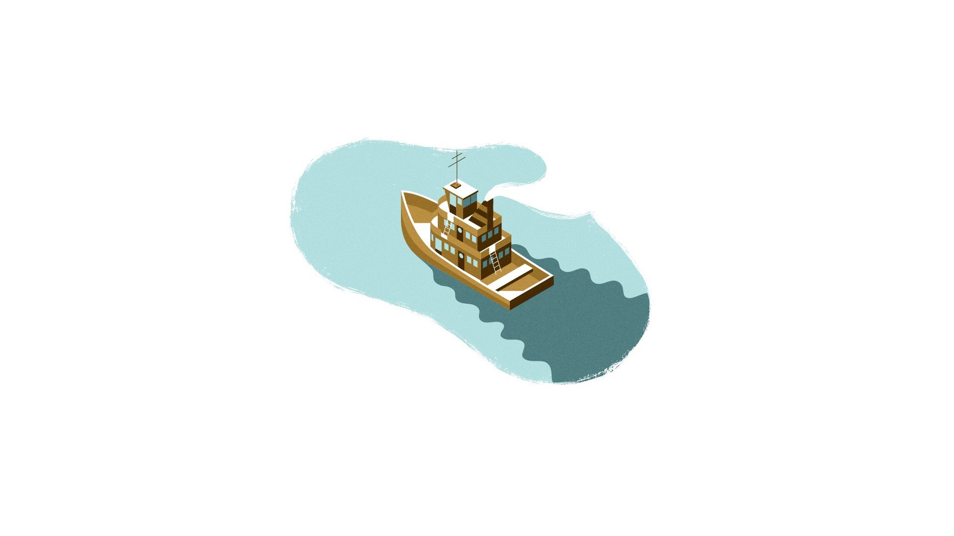 illustration, Tugboat, White background, Minimalism Wallpaper