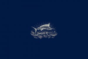 illustration, Marlin, Fish, Jumping, Blue background, Blue, Minimalism